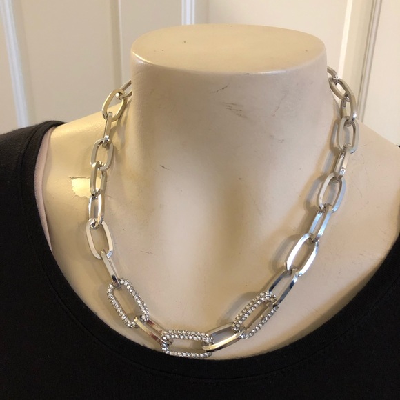 Chain Pave Crystal silver tone necklace - Picture 3 of 7